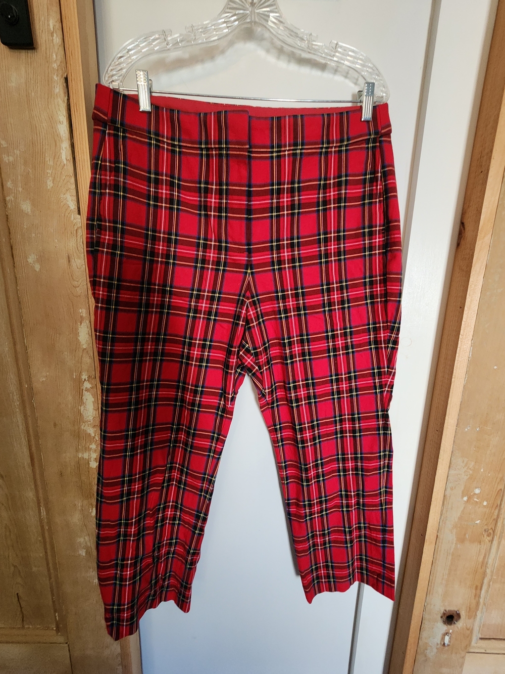 Women's J. Crew Red Plaid Cropped Pants (14)